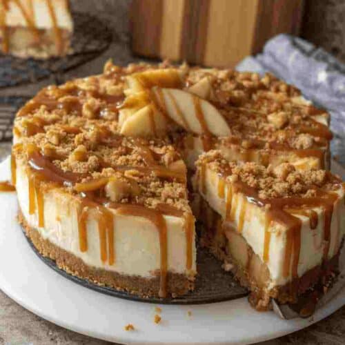 Salted Caramel Apple Pie Cheesecake Easy Fall Dessert Recipe