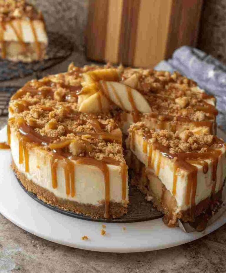 Salted Caramel Apple Pie Cheesecake Easy Fall Dessert Recipe