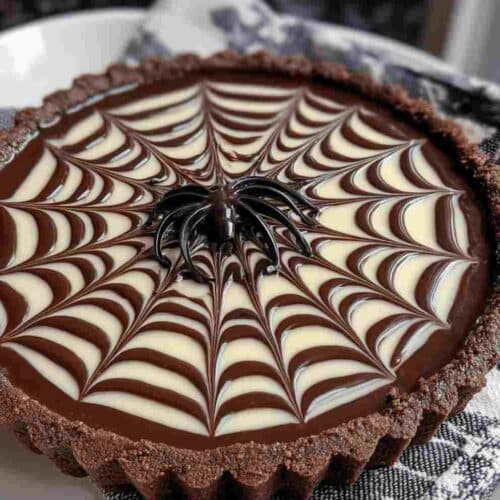 Spiderweb Chocolate Tart Easy Halloween Dessert Recipe