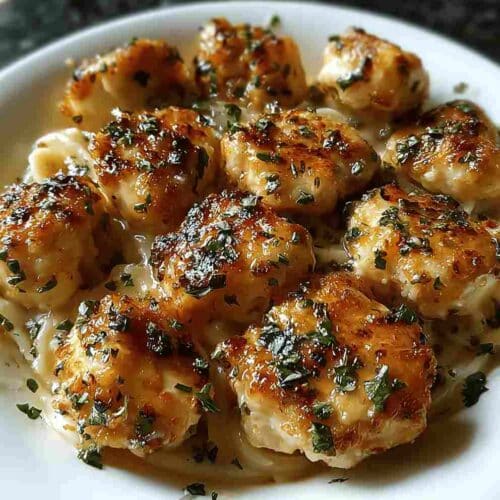 Garlic Butter Chicken Bites Easy Creamy Parmesan Pasta Dinner