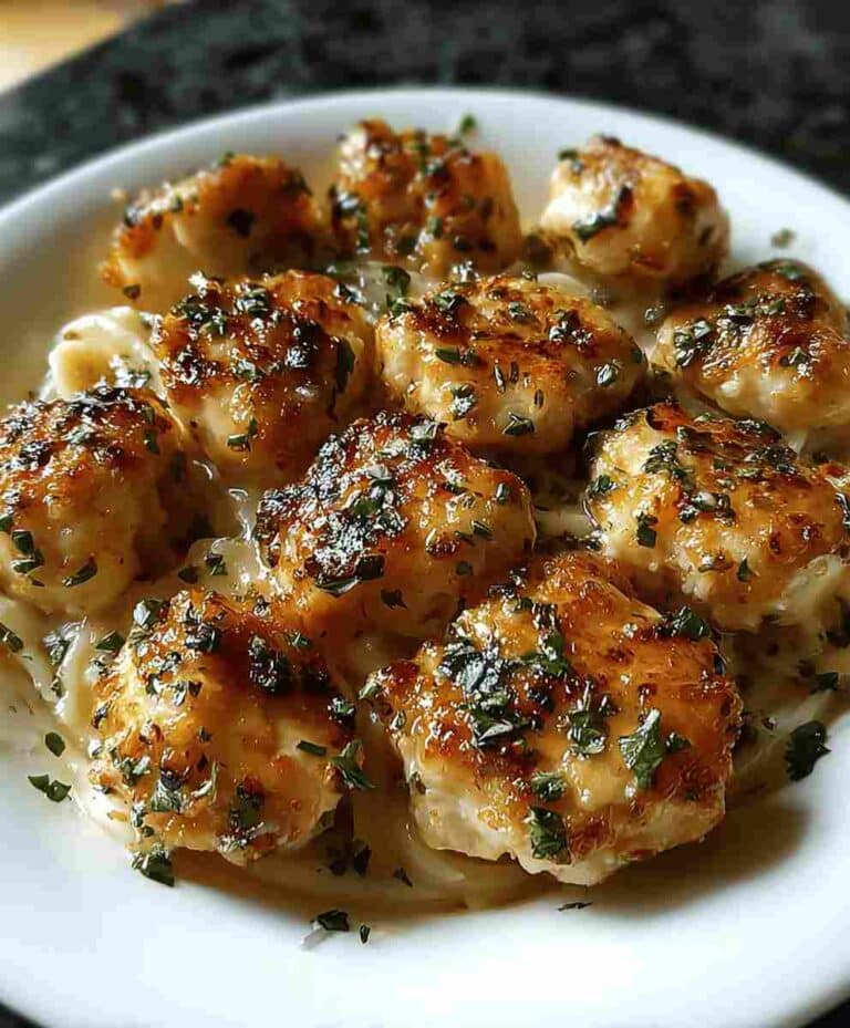 Garlic Butter Chicken Bites Easy Creamy Parmesan Pasta Dinner