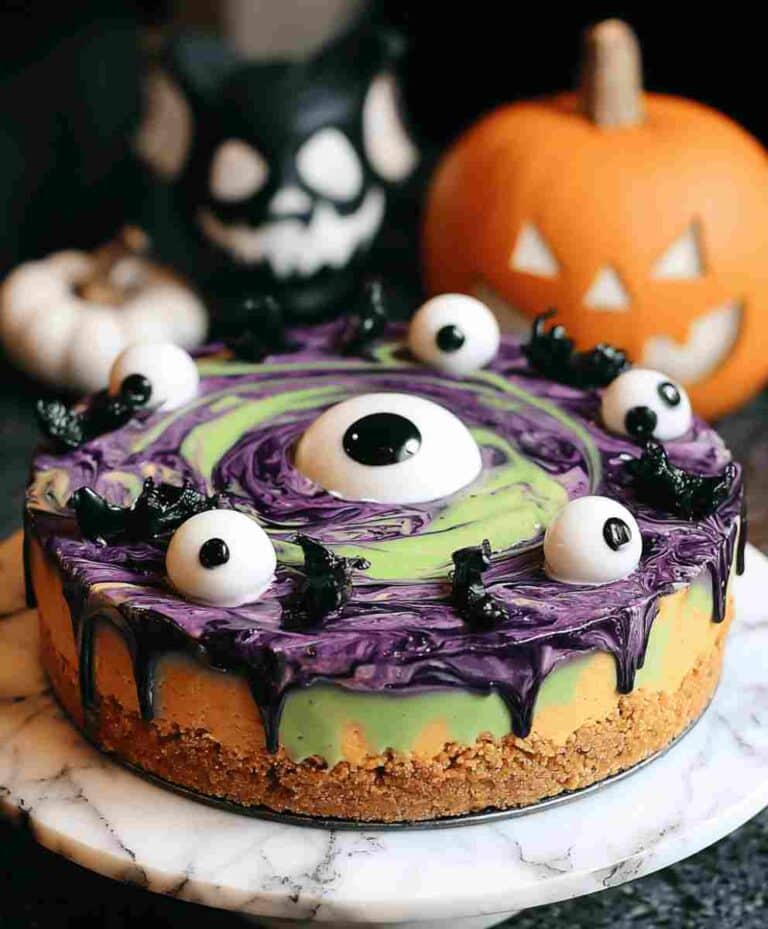 Easy Halloween Cheesecake Recipe Witches’ Brew Swirl Cheesecake