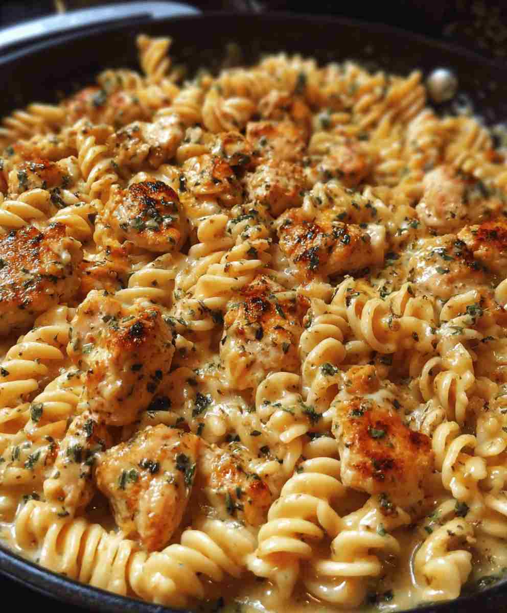 Cheesy Cajun Garlic Chicken Rotini Skillet Easy Dinner Recipe