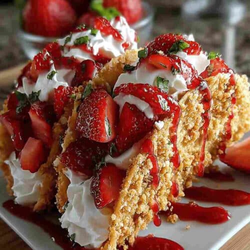 Strawberry Crunch Cheesecake Tacos Easy No-Bake Dessert Recipe