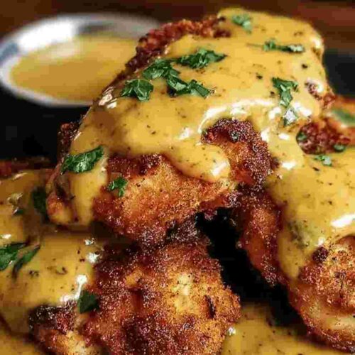 Pretzel Chicken: Easy Dinner Recipe with Mustard-Cheddar Sauce