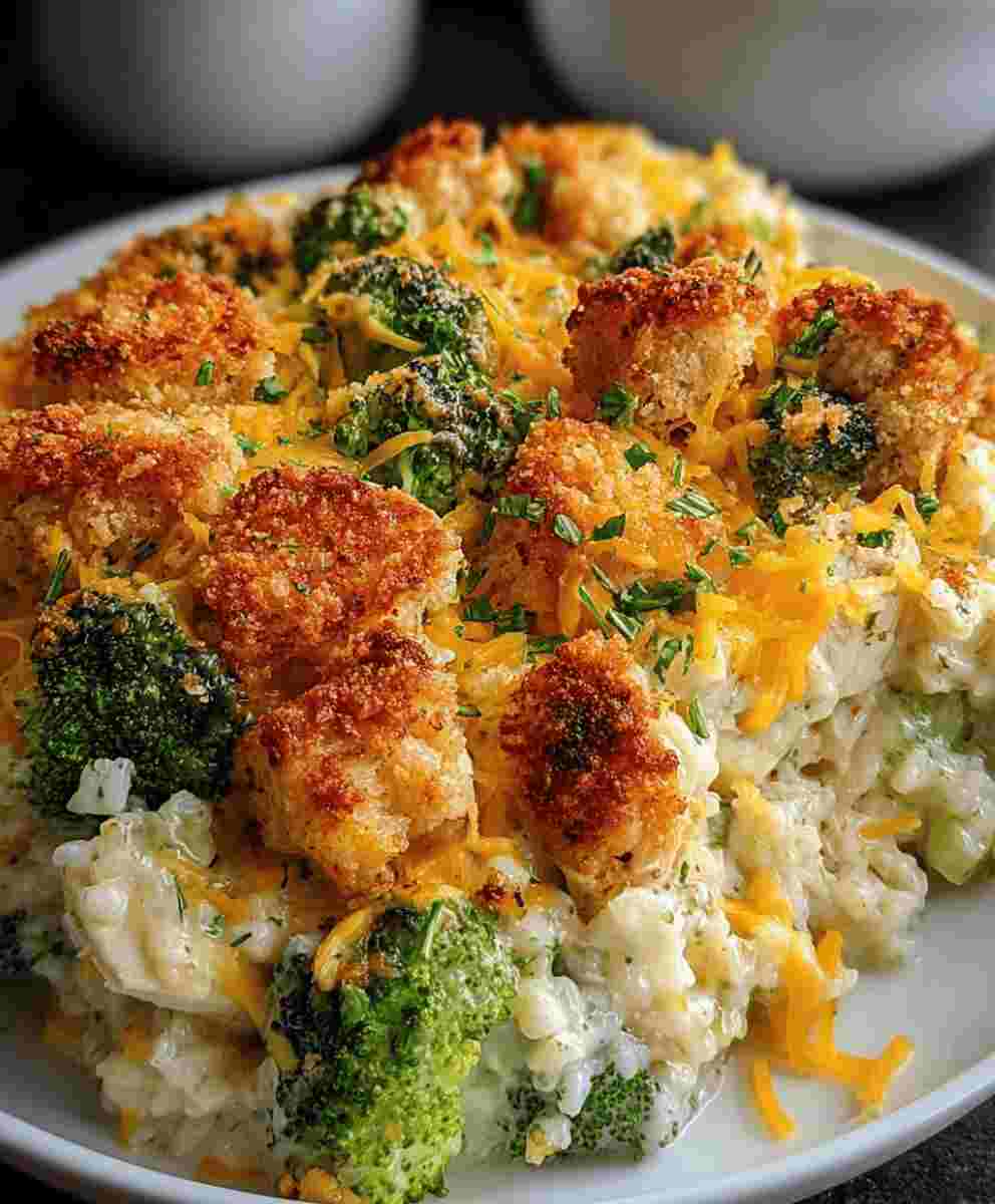 Broccoli Rice Cheese Chicken Casserole Easy Family Comfort Food