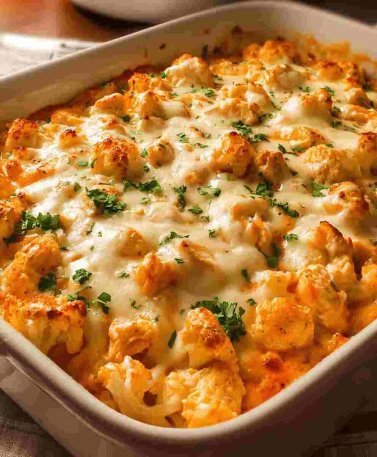 Buffalo Chicken Casserole: Easy Dinner Recipe with Cauliflower
