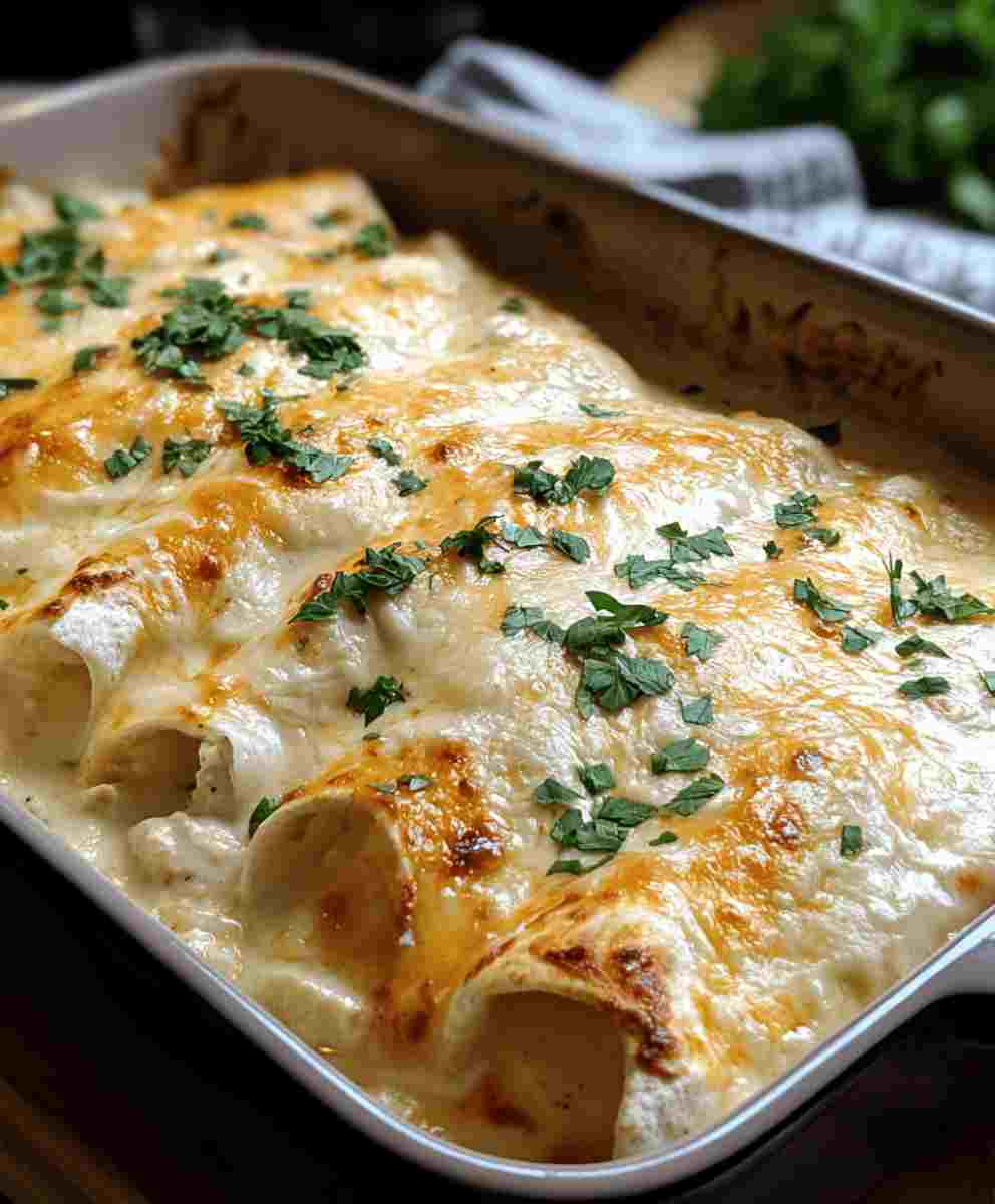 Creamy White Chicken Enchiladas Easy Family Comfort Food