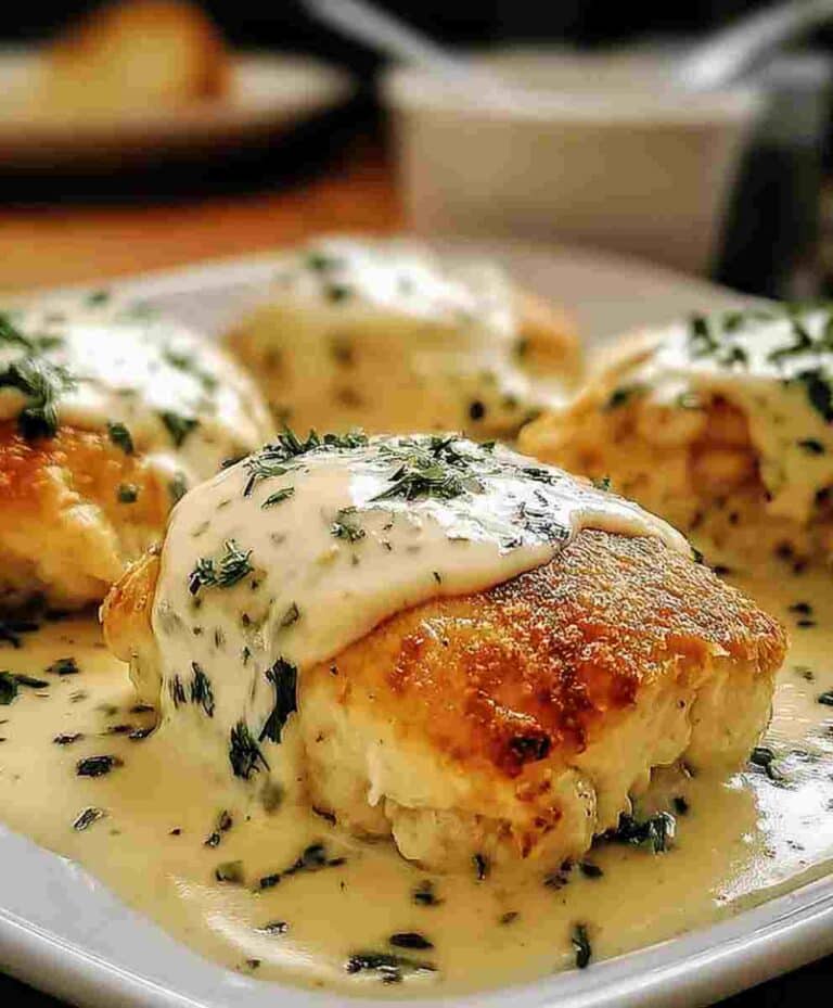 Easy Chicken Pillows Dinner Recipe with Creamy Parmesan Sauce