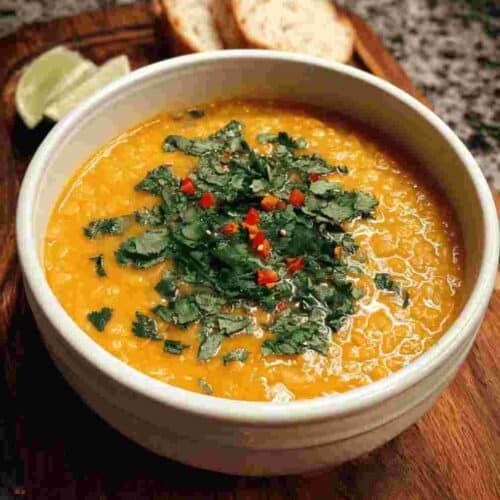 Thai Coconut Red Lentil Soup Easy Healthy Weeknight Dinner
