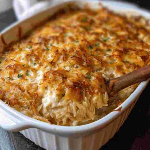 Easy Dinner Recipe: French Onion Chicken Orzo Casserole