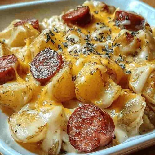 Cheesy Ranch Potatoes Easy Dinner Recipe with Smoked Sausage