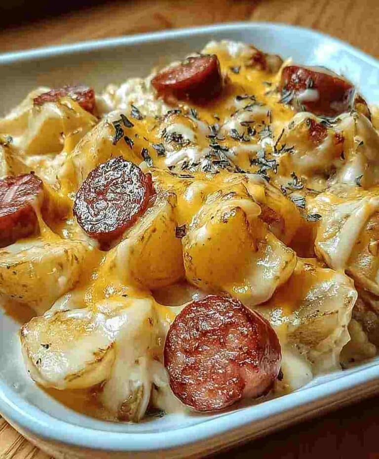 Cheesy Ranch Potatoes Easy Dinner Recipe with Smoked Sausage