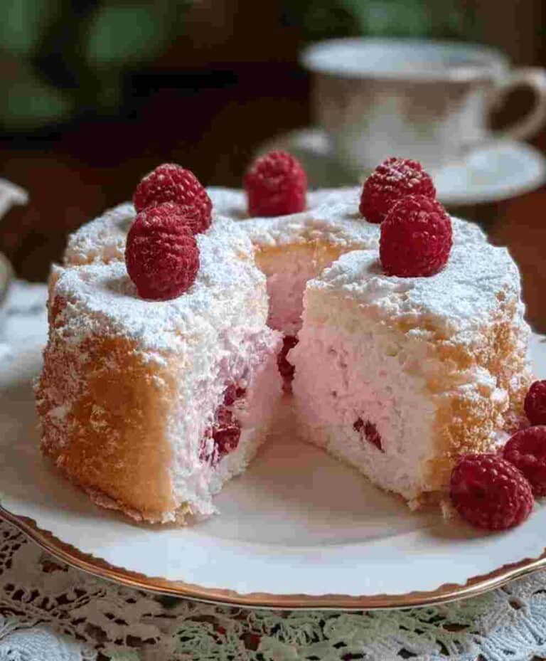 Raspberry Angel Food Cake Easy Dessert Recipe