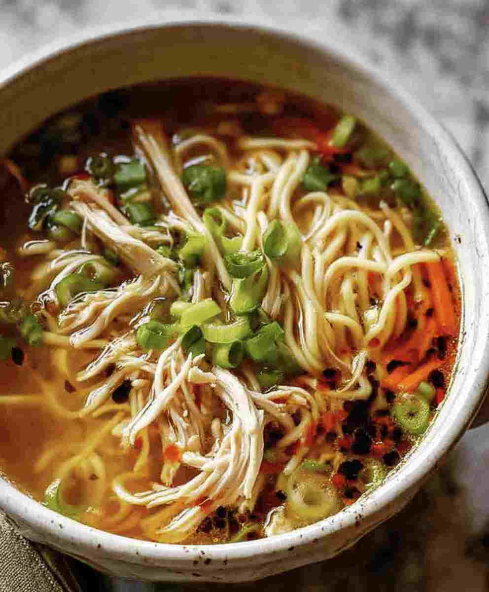 Ginger Scallion Chicken Noodle Soup Easy Dinner Recipe