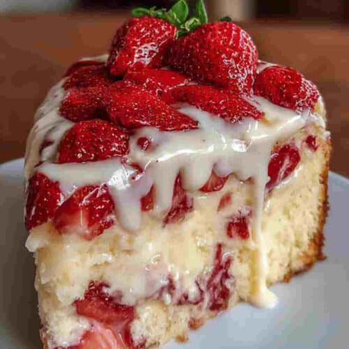 Strawberry Custard Cake Easy Dessert Recipe for Families