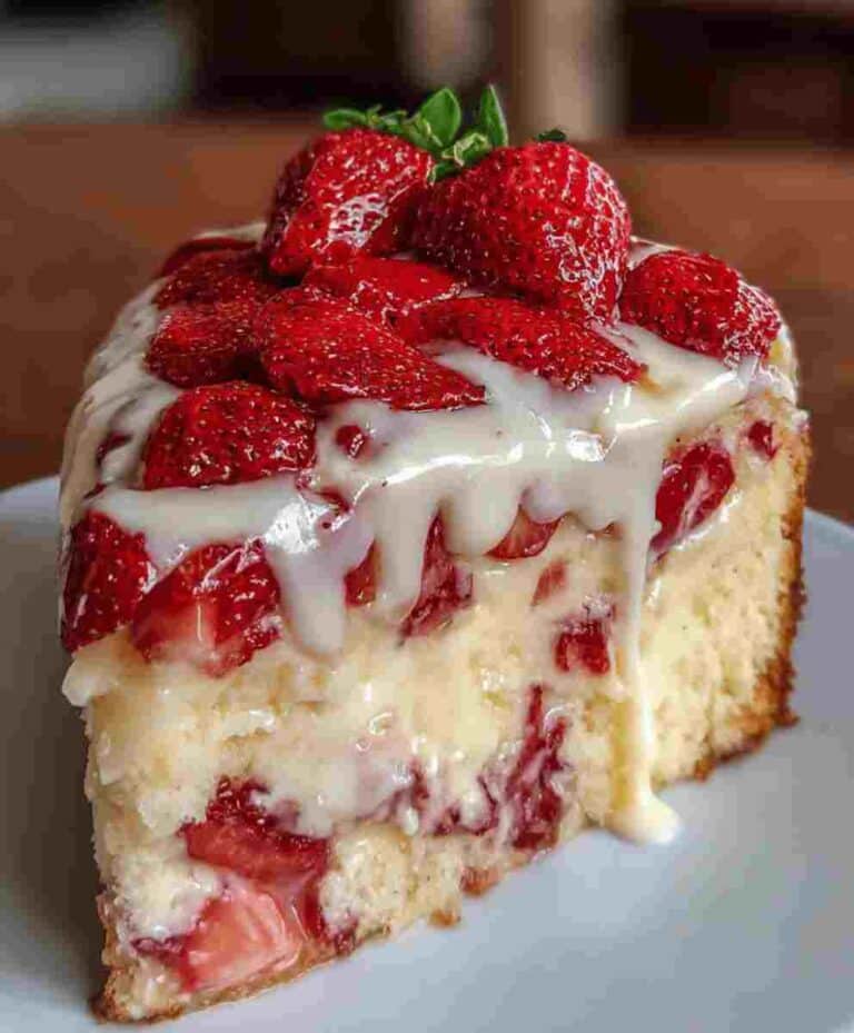 Strawberry Custard Cake Easy Dessert Recipe for Families