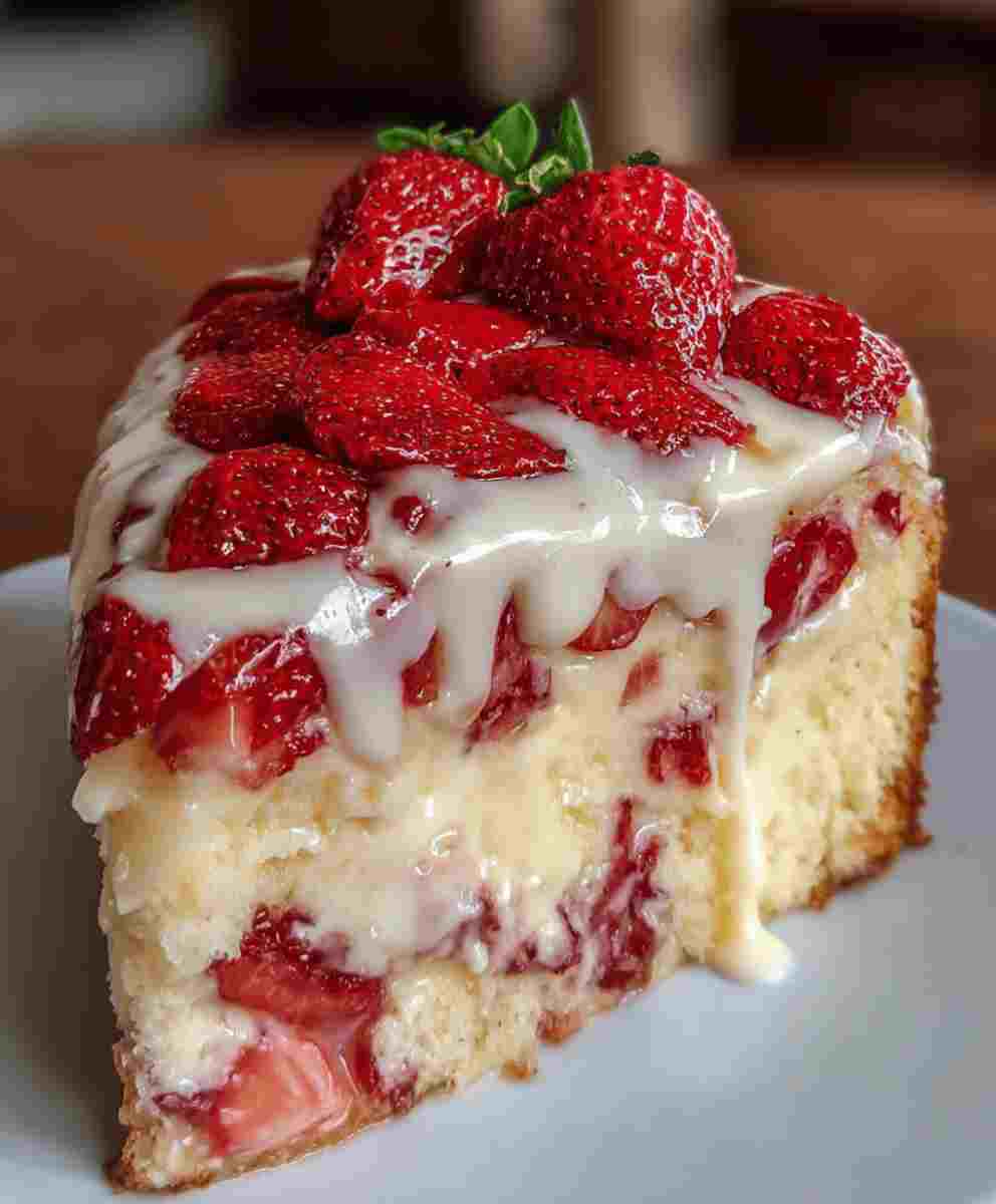 Strawberry Custard Cake Easy Dessert Recipe for Families