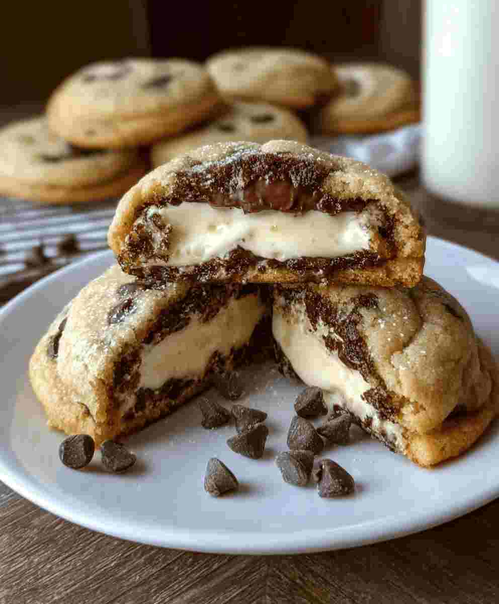 Cheesecake Stuffed Chocolate Chip Cookies Easy Family Comfort Food