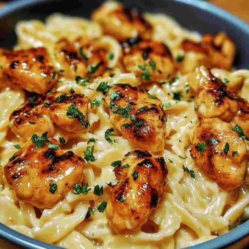 Garlic Butter Chicken Bites with Creamy Parmesan Pasta Easy Family Comfort Dinner