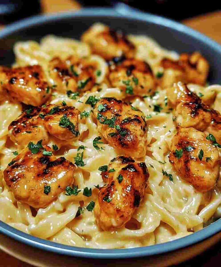 Garlic Butter Chicken Bites with Creamy Parmesan Pasta Easy Family Comfort Dinner