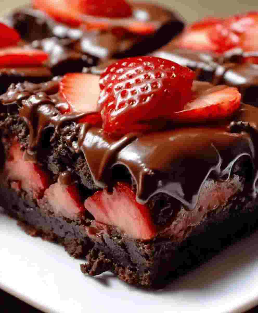 Chocolate Strawberry Brownies Easy Dessert Recipe