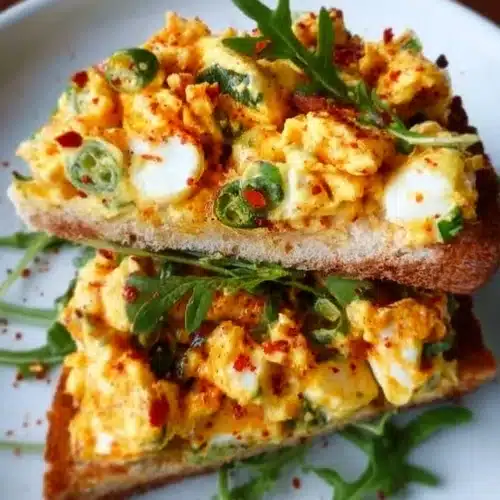 Delicious crispy egg salad served on a plate with fresh garnishes