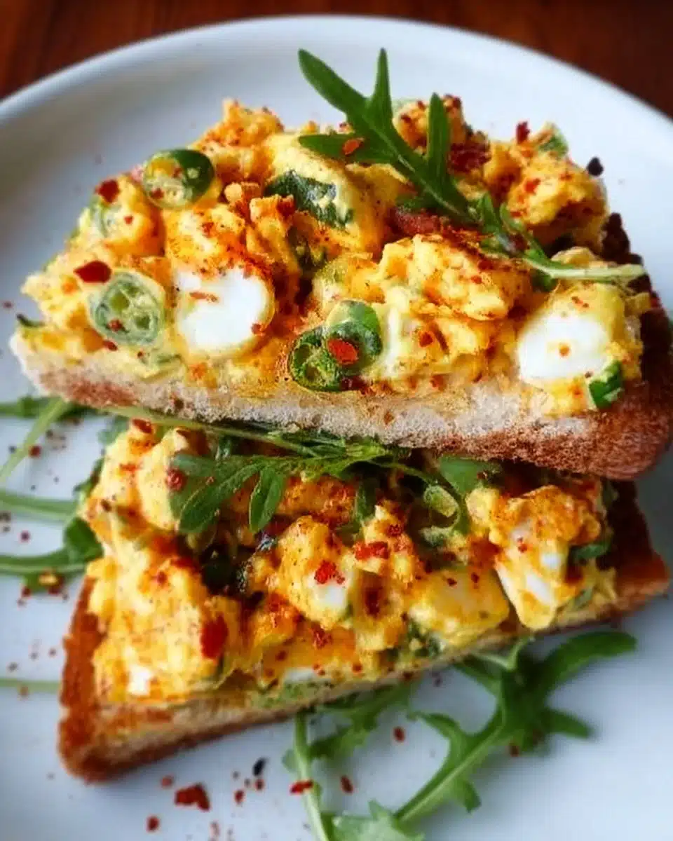 Delicious crispy egg salad served on a plate with fresh garnishes