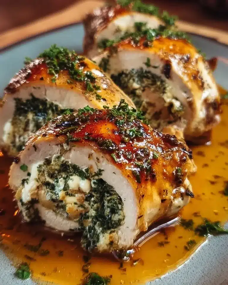 Herbed Ricotta Stuffed Chicken Rolls served on a plate for a cozy dinner