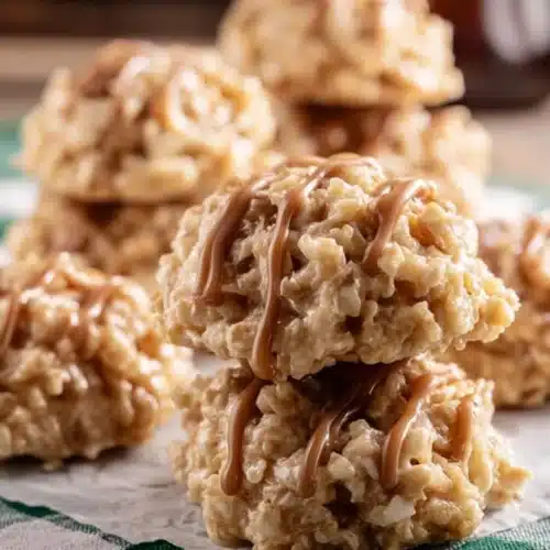Delicious Irish Cream No Bake Cookies on a wooden platter