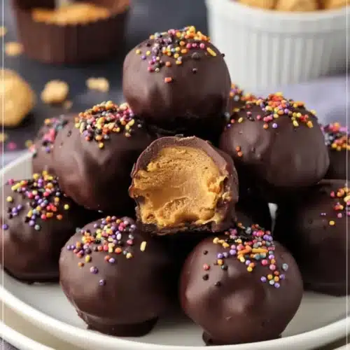 Homemade Reese's copycat peanut butter balls ready to enjoy.