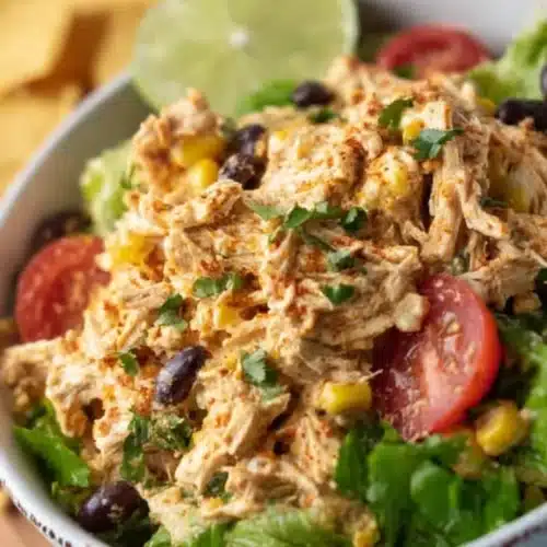 Colorful Southwest Chicken Salad with grilled chicken and fresh vegetables